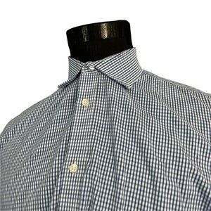 Tommy Hilfiger Men's Slim Fit Blue White Check Long Sleeve Button Front Shirt 17